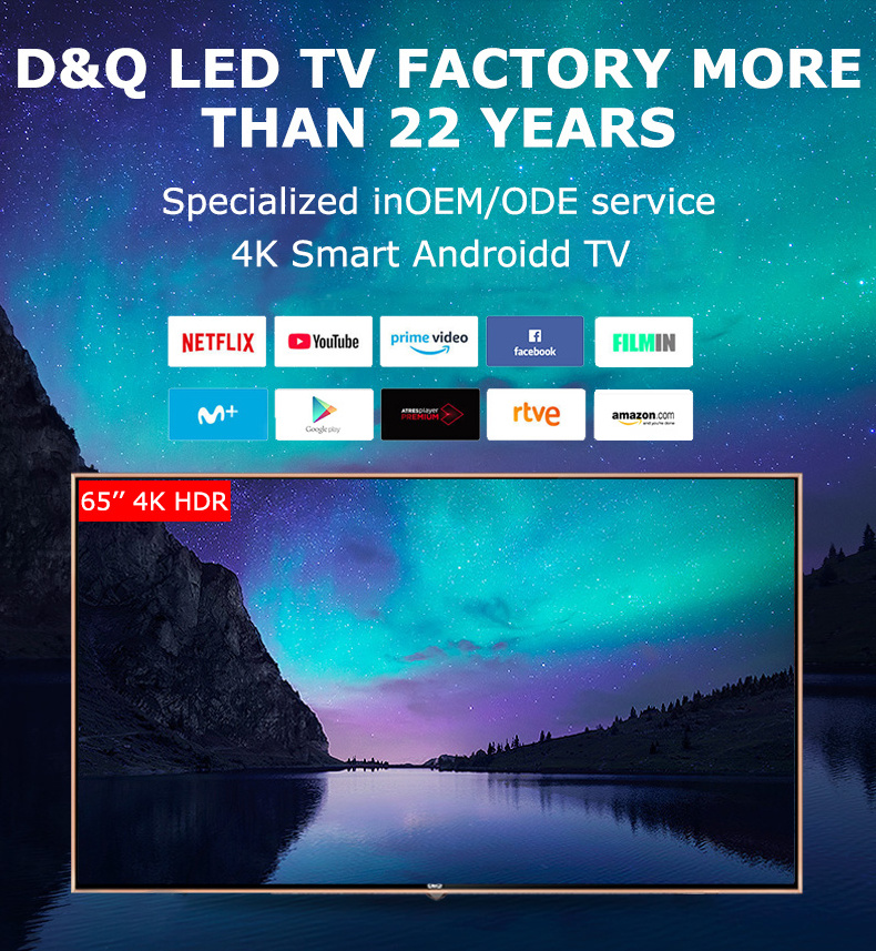 DQ digital Television  Android 4k Television 65 Inch 1.5+8G Android Ultra HD  4K smart TV  with android 11