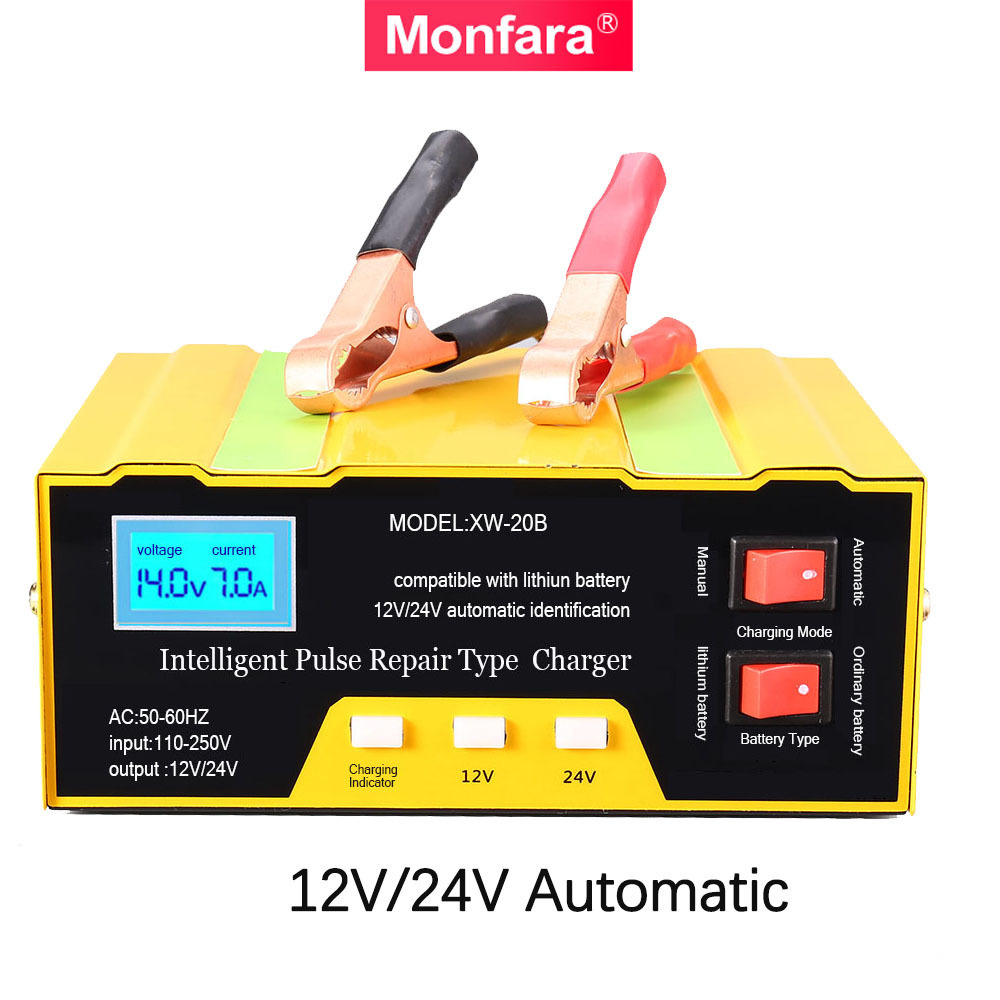 Monfara 10A Automatic Smart Lead-acid Battery Maintainer Car Battery Charger 12v 24V Trickle Boat Marine Battery Charger