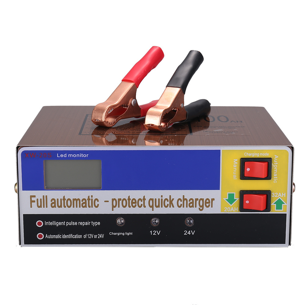 Monfara Wholesale Portable Car Battery Charger 12V 24V Automatic Trickle Battery Charger with LCD Display