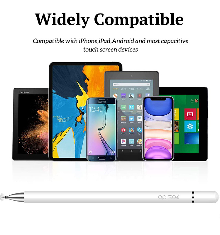 2 In 1 Capacitive Active Universal Tablet Smart Pressure Touch Stylus Pencil Pen For IP Android Laptop