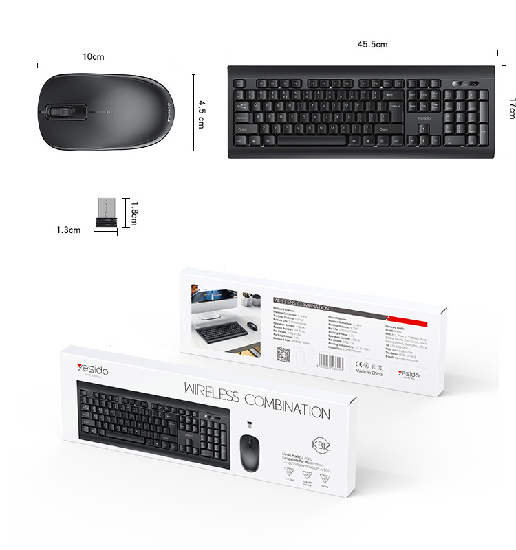 YESIDO Gaming sets 2.4G Wireless connected mechanical keyboards mouse combos