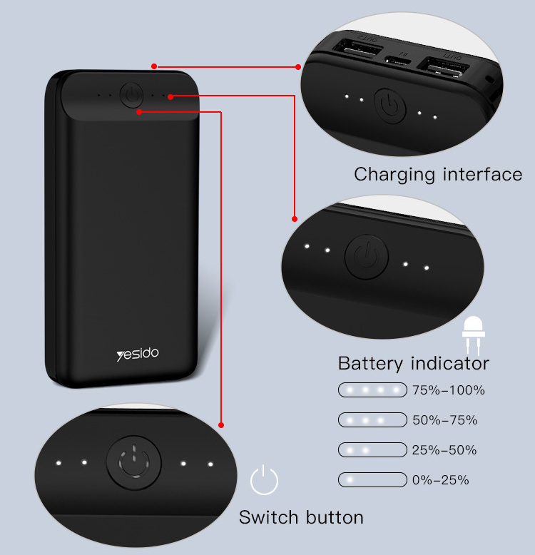 Mobile power bank usb charging ,slim power bank 20000mah