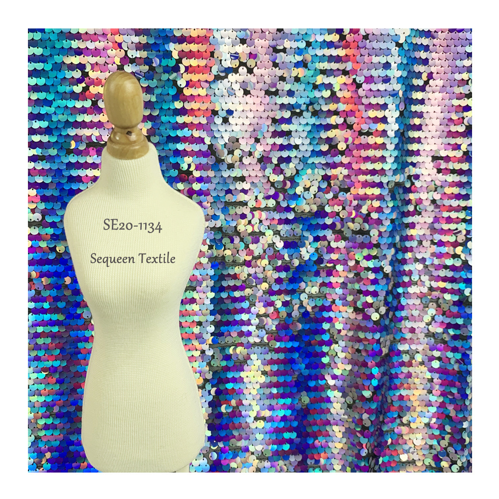 Rainbow ombre sequin backdrop performance party tablecloth glitter sequin dress fabric holographic iridescent sequin lace fabric