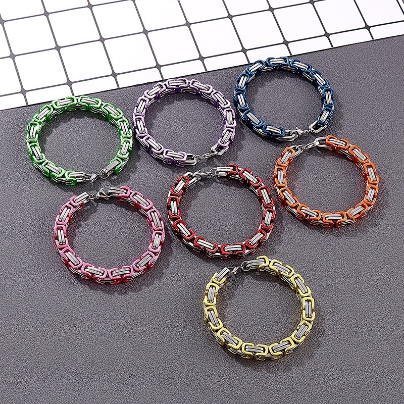 Dr. Jewelry Hip Hop Rock Jewelry Chain Rainbow Colored Byzantine Stainless Steel