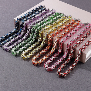 Dr. Jewelry Hip Hop Rock Jewelry Chain Rainbow Colored Byzantine Stainless Steel