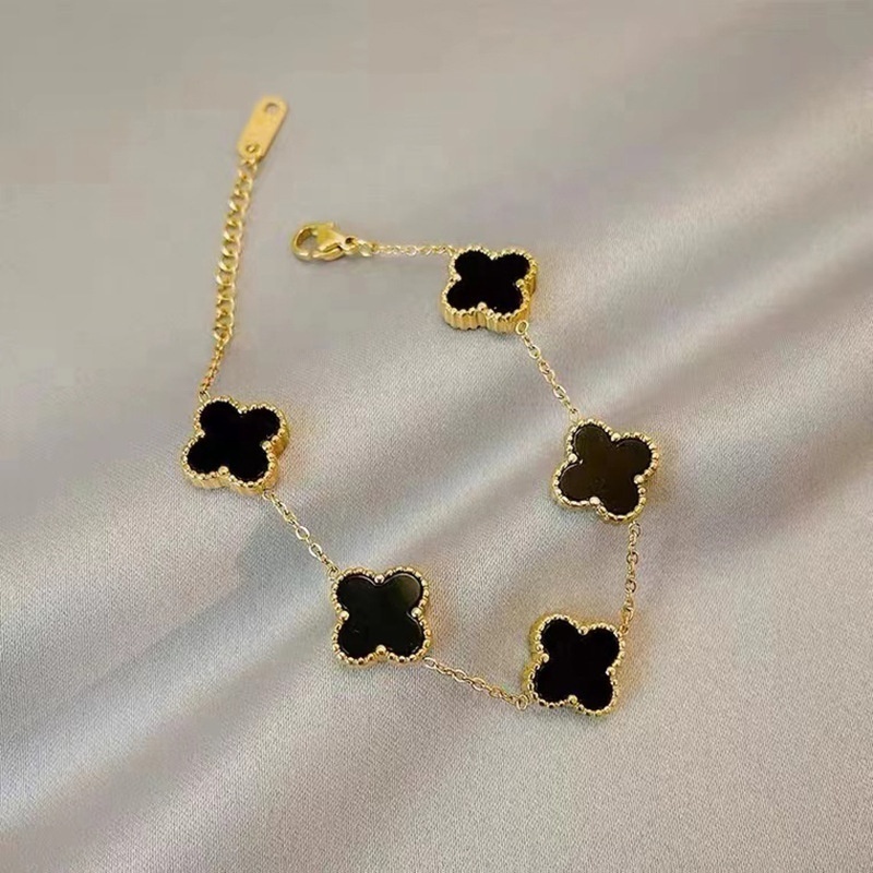 Dr. Jewelry Classic Stainless Steel 18K Gold Plated Lucky Non-tarnish Four-leaf Clover Bracelet for Valentine's Day Jewelry