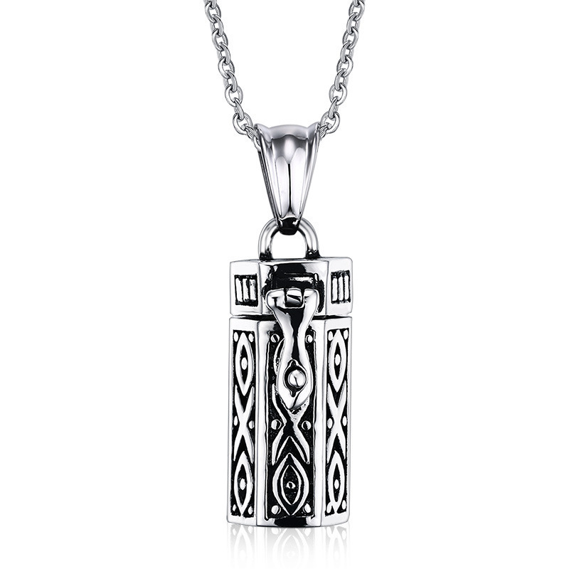 Dr. Jewelry Cuboid Vintage Open Adjustable Stainless Steel Cremation Urn Necklace For Pet Animal Human Ash Jewelry