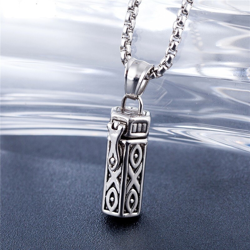 Dr. Jewelry Cuboid Vintage Open Adjustable Stainless Steel Cremation Urn Necklace For Pet Animal Human Ash Jewelry