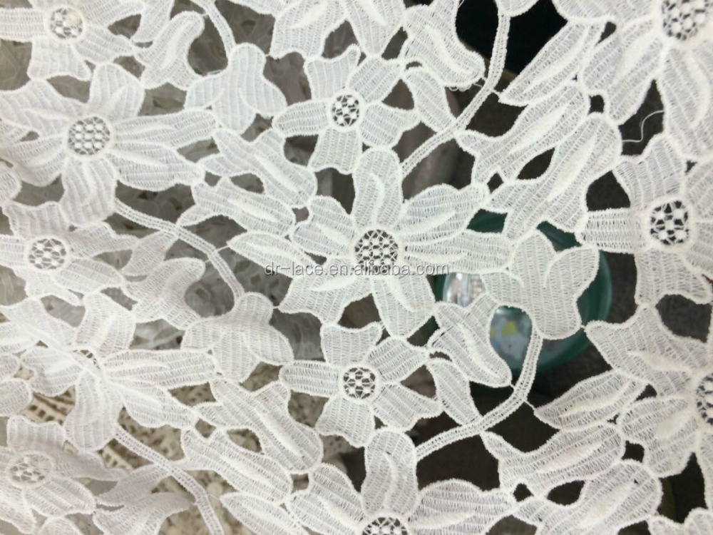 milk silk big flower nice dress decoration lace fabric in dubai