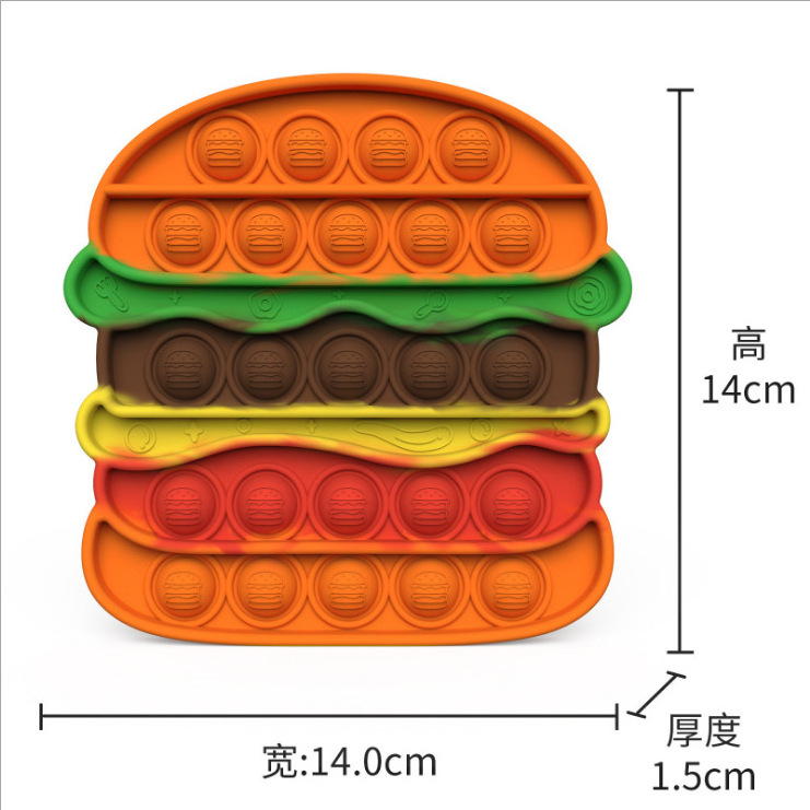 Hot Popper Push Pop Bubble Silicone finger bubble toy Hamburger French Fries Pop