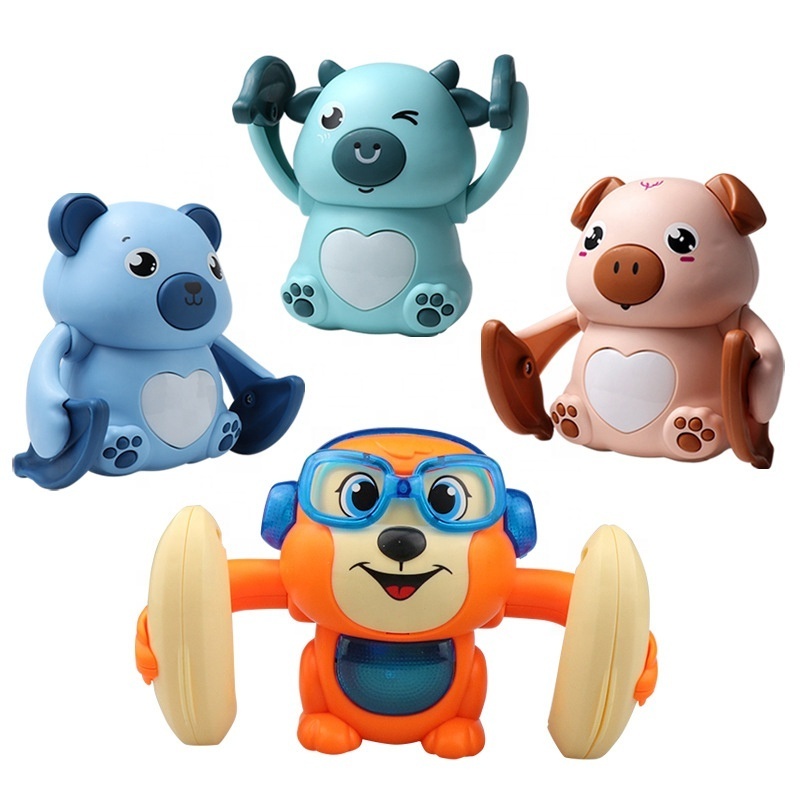 Electric Tumbling Monkey Kids Voice Control Induction Light Music Tipping Bucket Mini Cute Parent Child Interaction Animal Toys