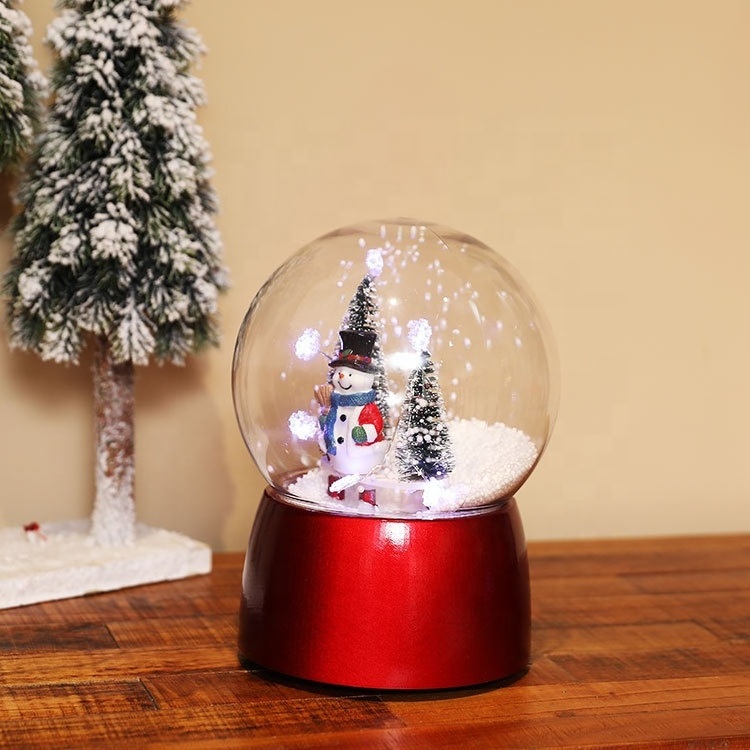 Christmas Musical Spinning Water Glittering Snow Globe Bronze Lantern LED lamp Santa and snowman Home Decoration and Gift