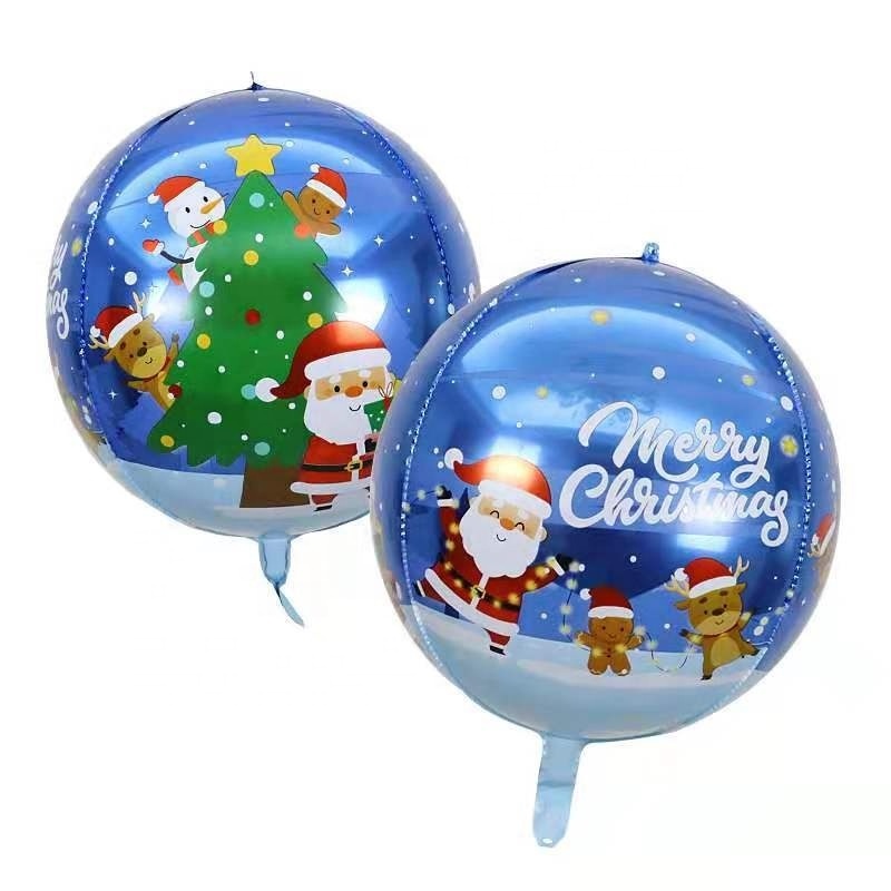 New Design 22 Inch 4D Balloons Merry Christmas Santa Claus Snowflake Printed Foil Helium Balloon For Christmas Party Decorations