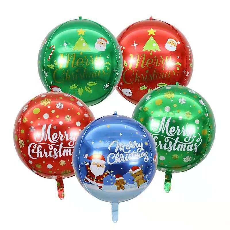 New Design 22 Inch 4D Balloons Merry Christmas Santa Claus Snowflake Printed Foil Helium Balloon For Christmas Party Decorations