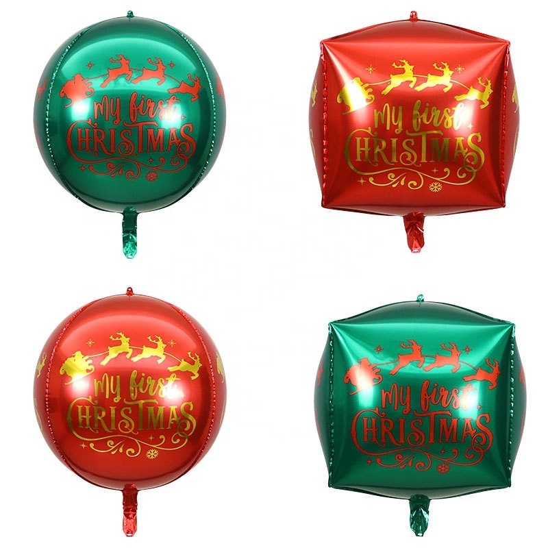 New Design 22 Inch 4D Balloons Merry Christmas Santa Claus Snowflake Printed Foil Helium Balloon For Christmas Party Decorations