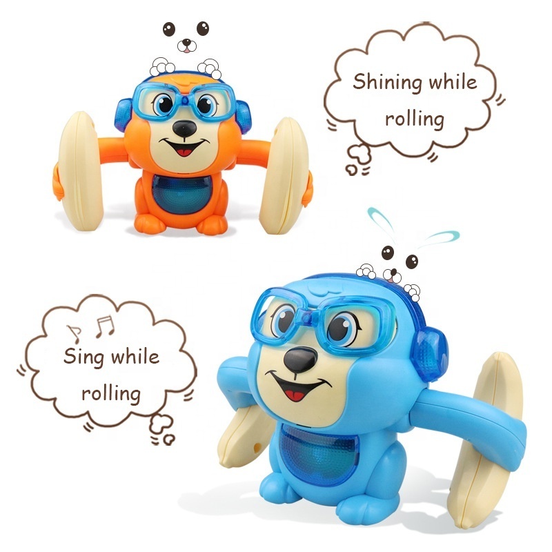 Electric Tumbling Monkey Kids Voice Control Induction Light Music Tipping Bucket Mini Cute Parent Child Interaction Animal Toys