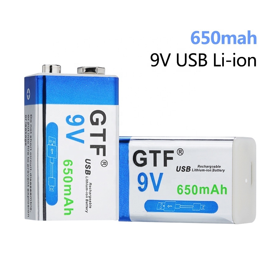 9V Battery 650mah 6F22 6F22X 6LR61 9V Micro USB Rechargeable Lipo Battery for Multimeter Microphone Remote Control Radio Camera