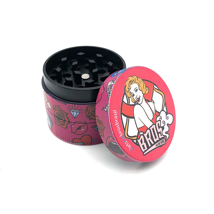 2022 New style - SIZE of 40mm Custom Logo  Smoke Grinder Metal  Grinder OF  Smoking  accessories - pink