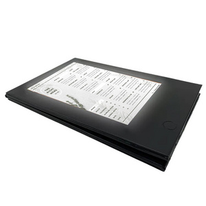 Restaurant Leather Menu LED Menu Board 2 View Table Tent Led Lighting menu