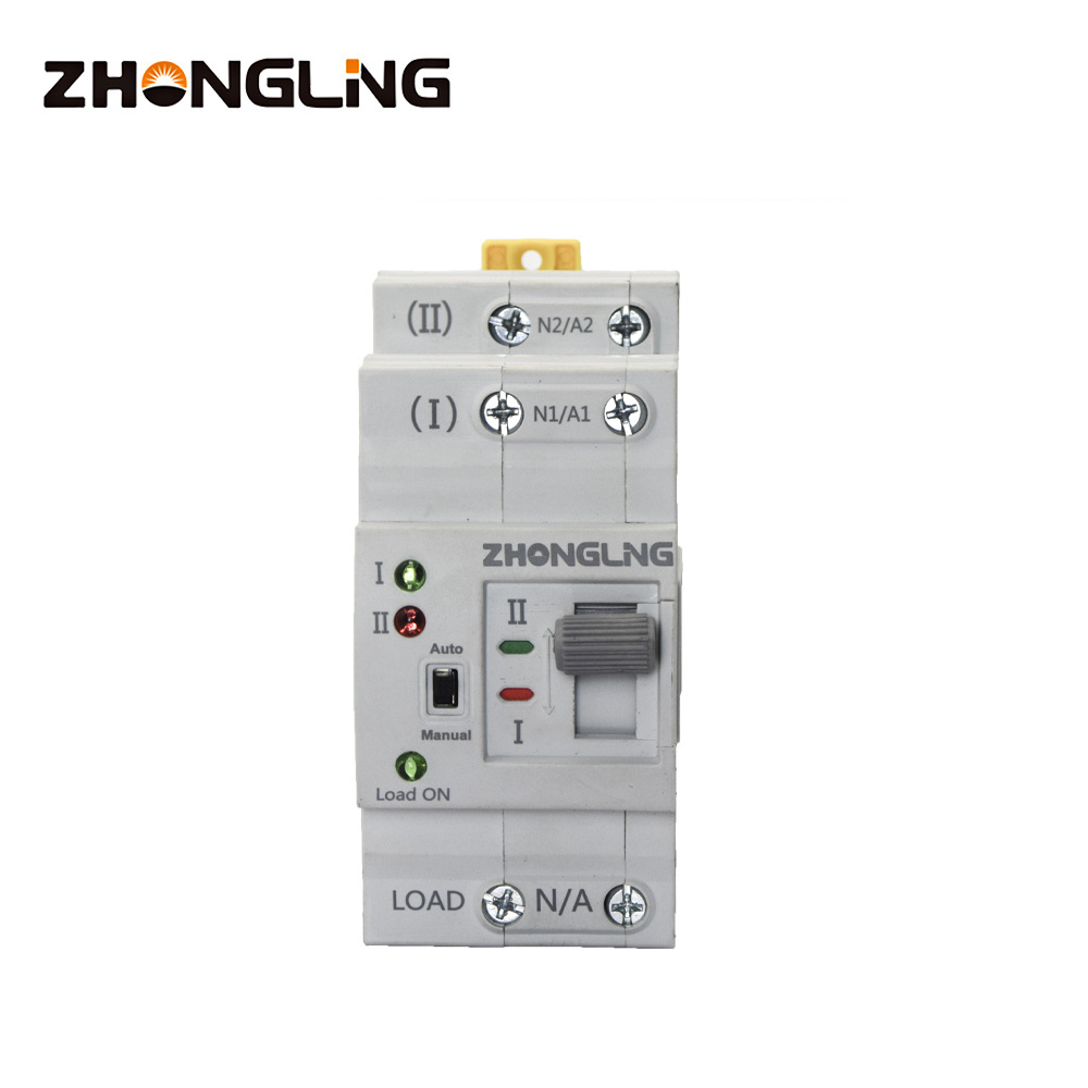 ZHONGLING dual power ATS transfer switch 32A to 100A 2 poles small automatic switch 63A  G2R-63 2P for genset generator part