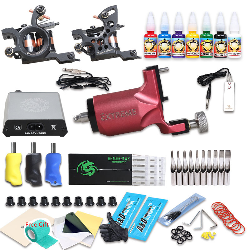 Free Shipping Dragonhawk 3units Tattoo Guns Tattoo Machine Kit