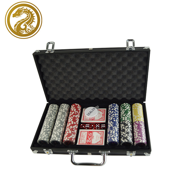 300 PCS/SET Clay Casino Texas Poker Chips Sets With Metal Aluminum Case Box Suitcase