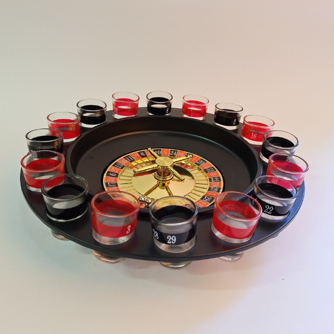 Drinking Party Roulette Wheel Game Set  with 16pcs Shot Glass