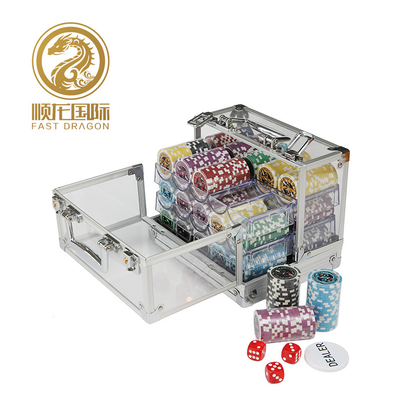 11.5ABS Clay Poker Chips Sets Customized with Transparent Chip Case 600PCS Poker Chips Carrier (DRA-GB2025 )