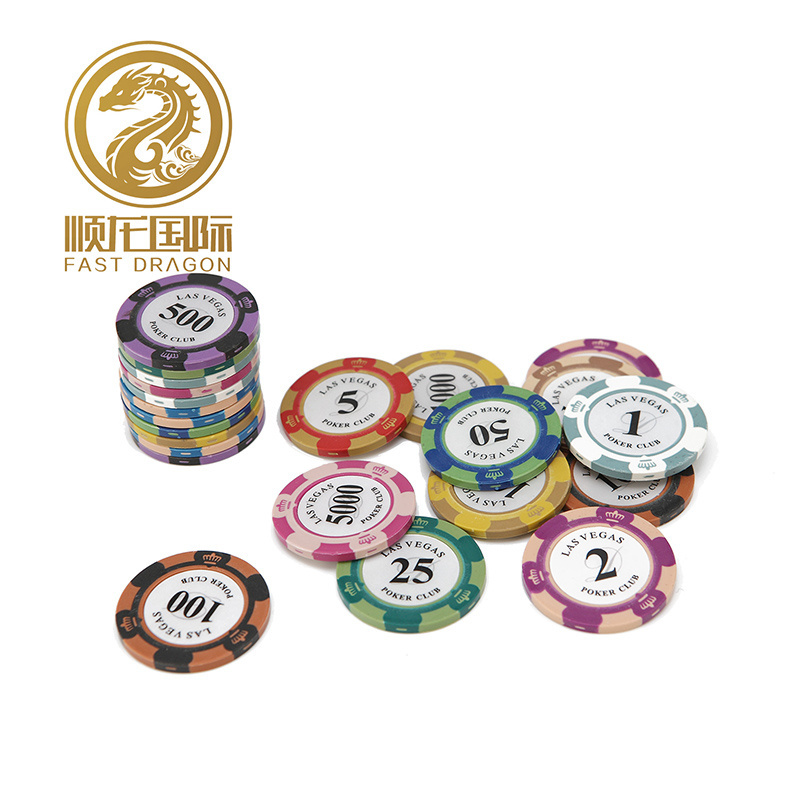 Casino Crown Pattern 14g Clay Poker Chips with Custom Stickers