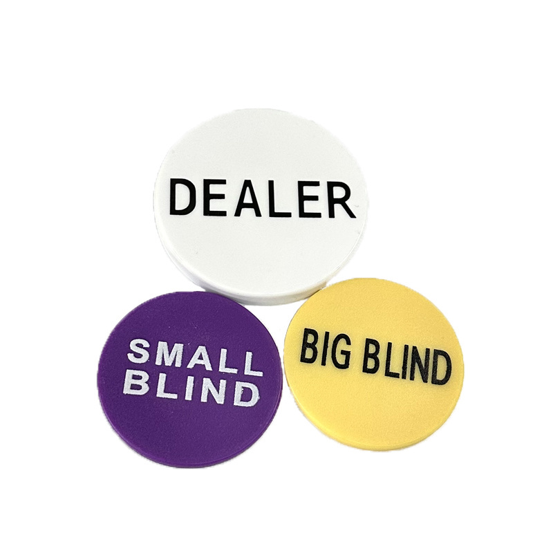 HOT SALE 3PCS/SET  Round Dealer Chip Texas Poker Chip Sets SMALL BLIND/BIG BLIND/DEALER Plastic Buttons