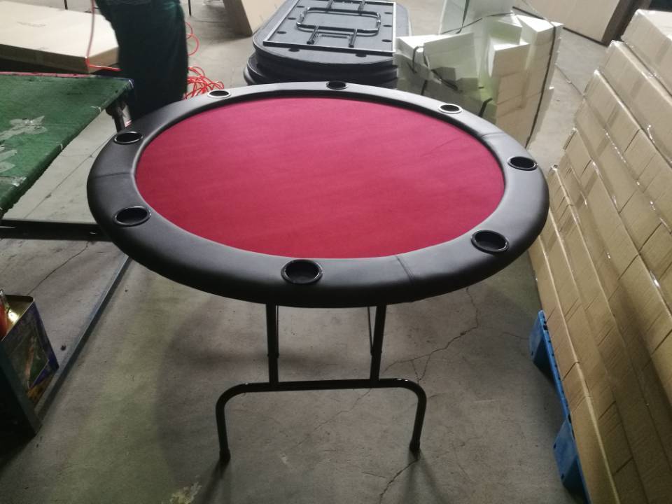 8-player round professional poker table with foldable iron legs