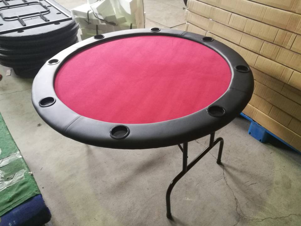 8-player round professional poker table with foldable iron legs