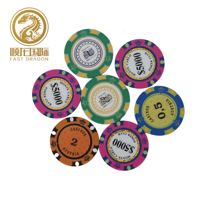 Three Colors Custom Casino 14g Clay Crown Pattern Poker Chips