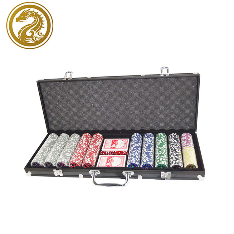 1pc black aluminum case ABS 11.5g Security Poker Rectangular Poker Chip Set 500 chips