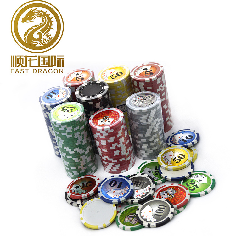 Cheap Custom Design Numbered clay poker chips with Sticker