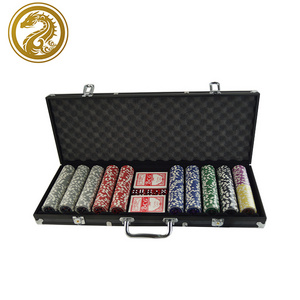 Chip+playing cards+dice+dealer+aluminum case factory plastic 11.5g poker chip 500pcs gambling set