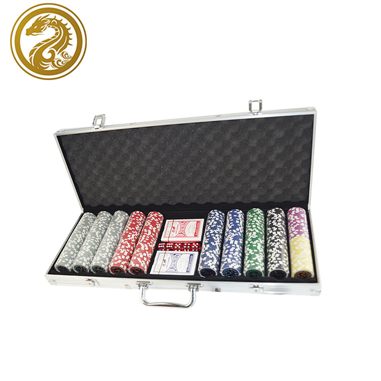 Customized Online For Sale Professional gambling game playing cards casino Cheap Clay aluminum case 500 pcs Poker Chip Set