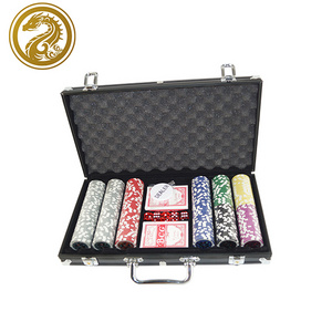 300 PCS/SET Clay Casino Texas Poker Chips Sets With Metal Aluminum Case Box Suitcase