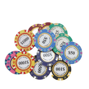 Three Colors Custom Casino 14g Clay Crown Pattern Poker Chips