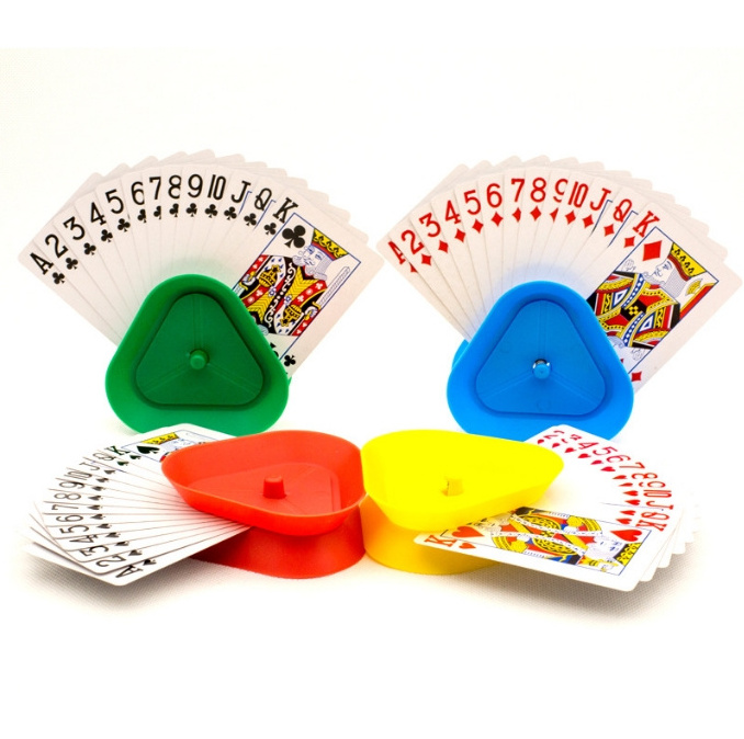 New Triangle shaped hands free poker playing card rack holder set of 4