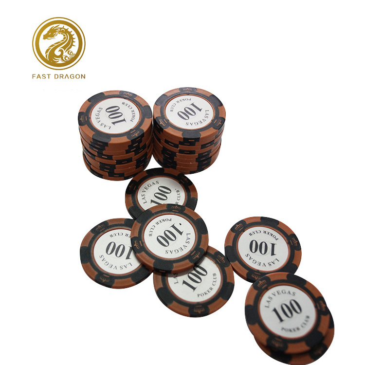 New Design 100 number poker chip with custom box CLAY or ABS