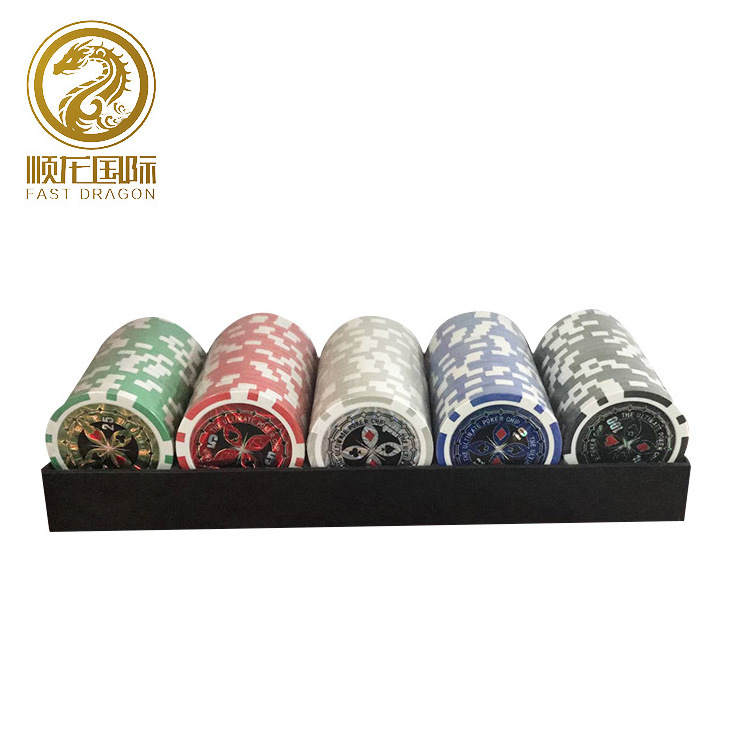 300pcs 1 aluminum case+1 dealer chip 2 playing cards 5 red dice Poker Chips Set