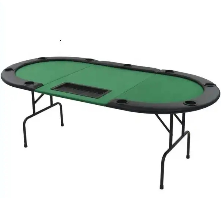 9-Player Professional Oval Poker Table 3 Fold with foldable iron legs