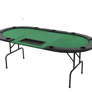 9-Player Professional Oval Poker Table 3 Fold with foldable iron legs