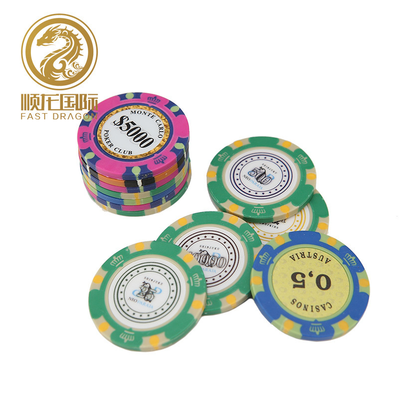 Three Colors Custom Casino 14g Clay Crown Pattern Poker Chips