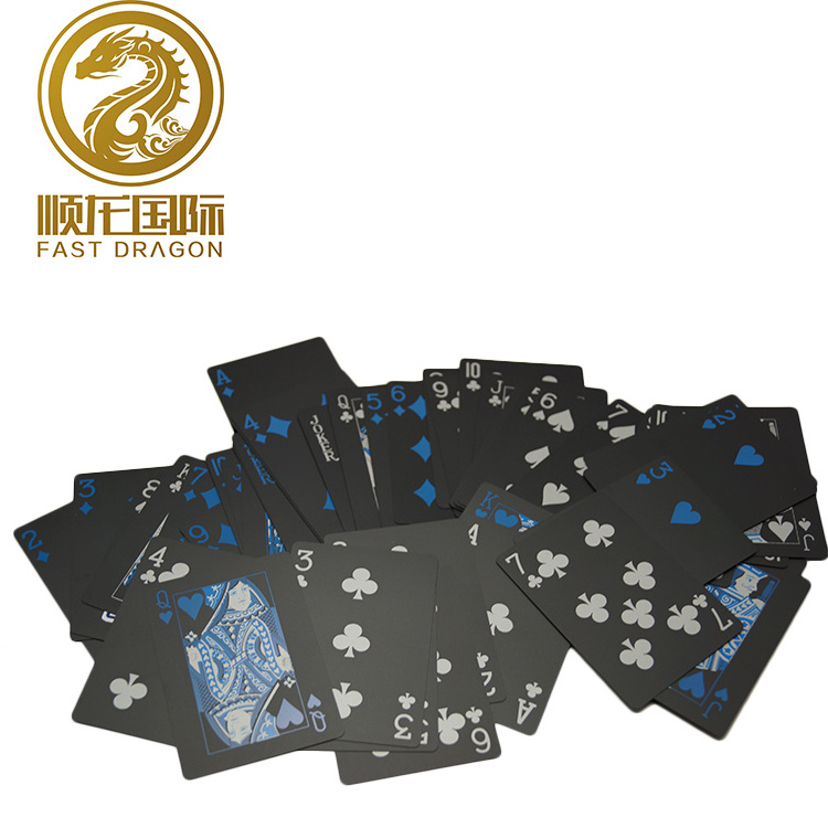 High Quality Waterproof Plastic Pvc Black Playing poker Cards Blue Color Poker Card Sets