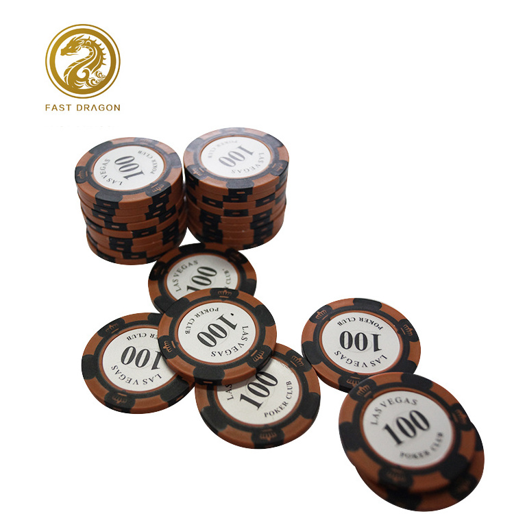 New Design 100 number poker chip with custom box CLAY or ABS