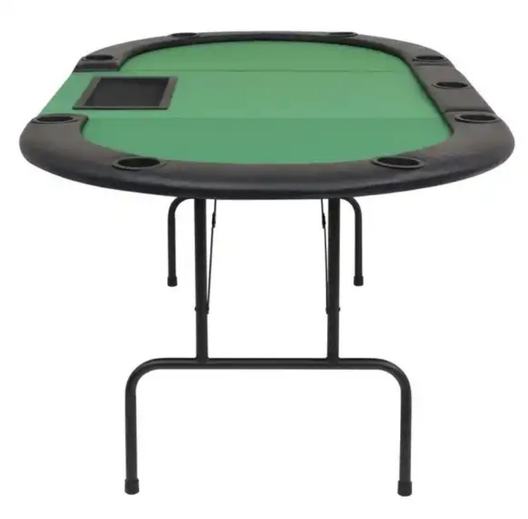 9-Player Professional Oval Poker Table 3 Fold with foldable iron legs