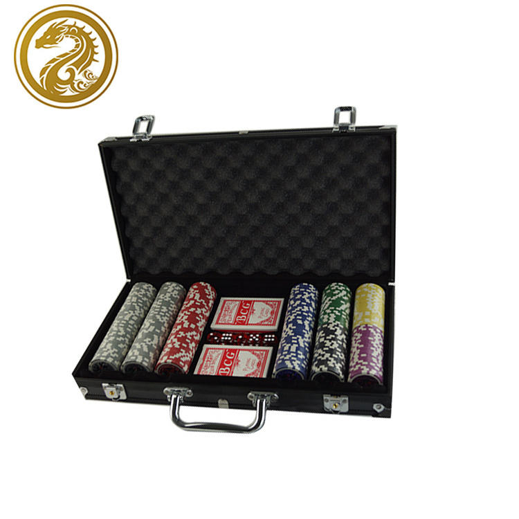 300 PCS/SET Clay Casino Texas Poker Chips Sets With Metal Aluminum Case Box Suitcase