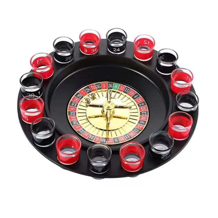 Drinking Party Roulette Wheel Game Set  with 16pcs Shot Glass